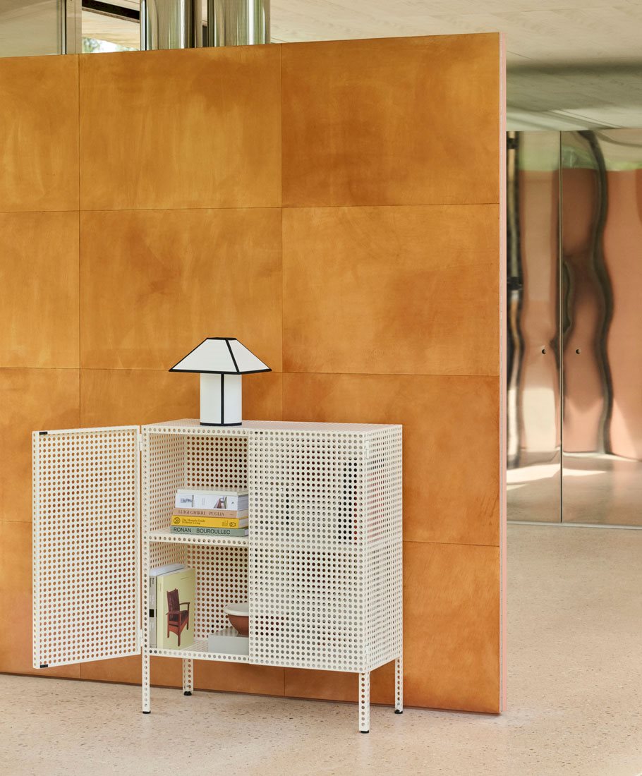 Perforated Cabinet / Ava Pyramid Table Lamp