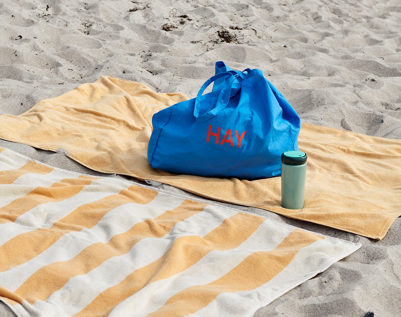 Frotté Stripe Towel / Blue Tote Bag / Travel Cup