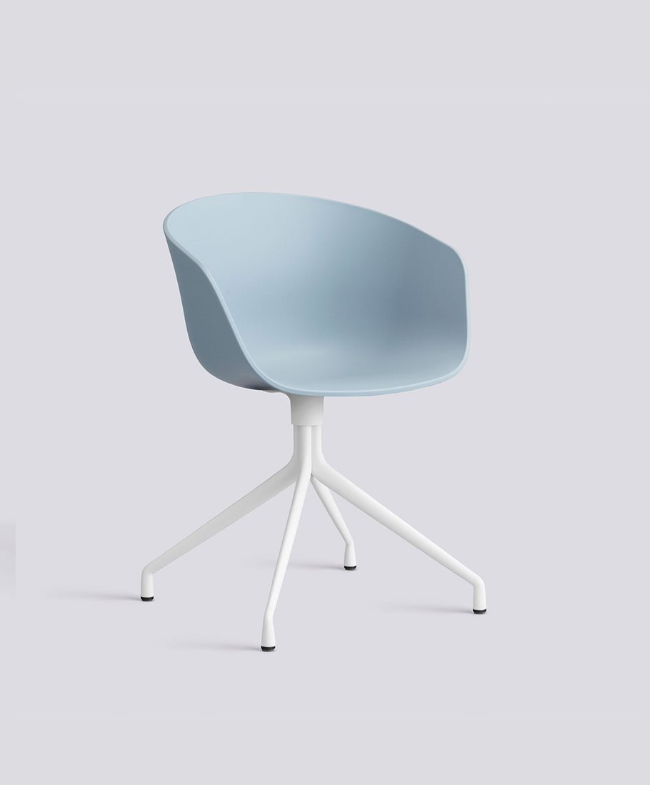 AAC20 White powder coated aluminium 4 star swivel base Standard glider-Slate blue 2.0 shell-None-None
