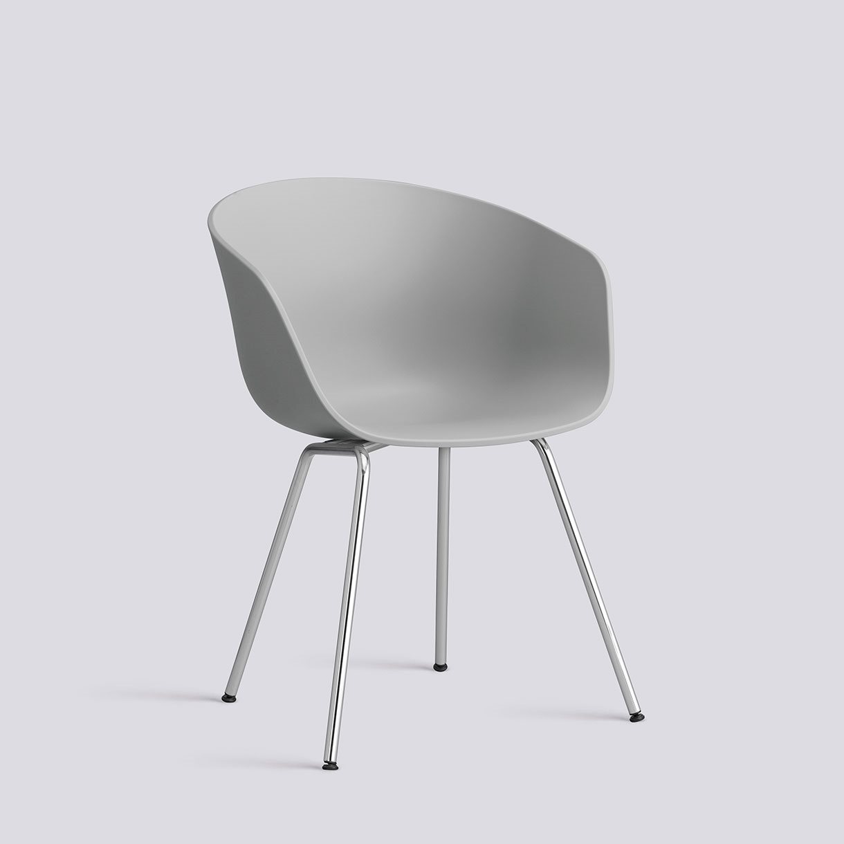 AAC26 Chromed steel 4 leg base Standard glider-Concrete grey 2.0 shell-None-None