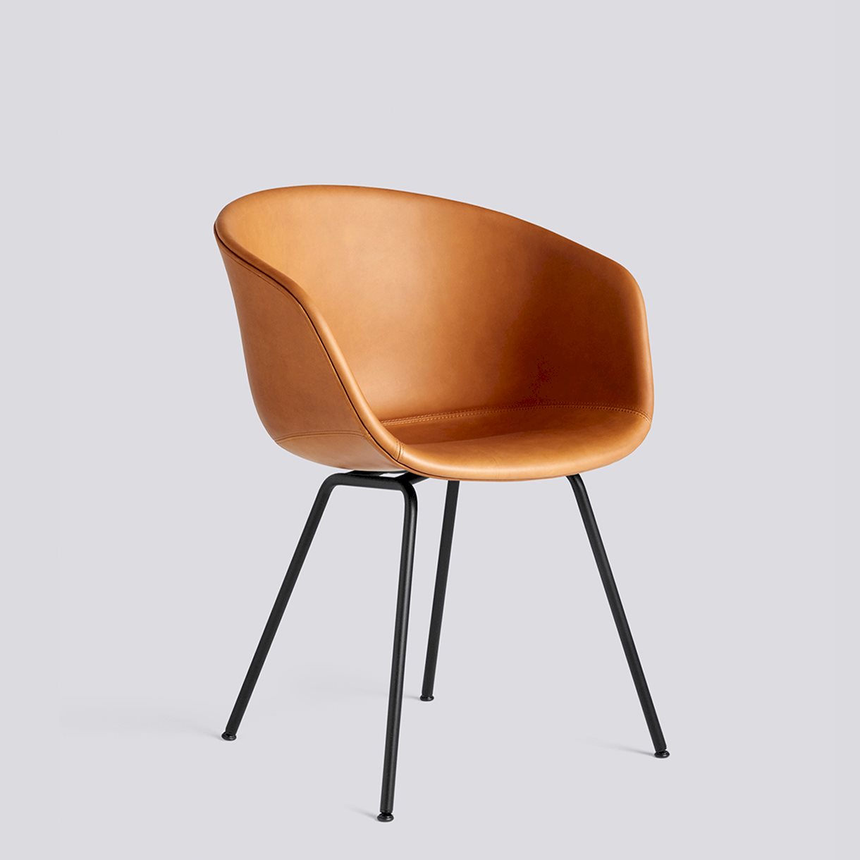 AAC27 Black powder coated steel 4 leg base Standard glider-Full upholstery-Sense-Cognac