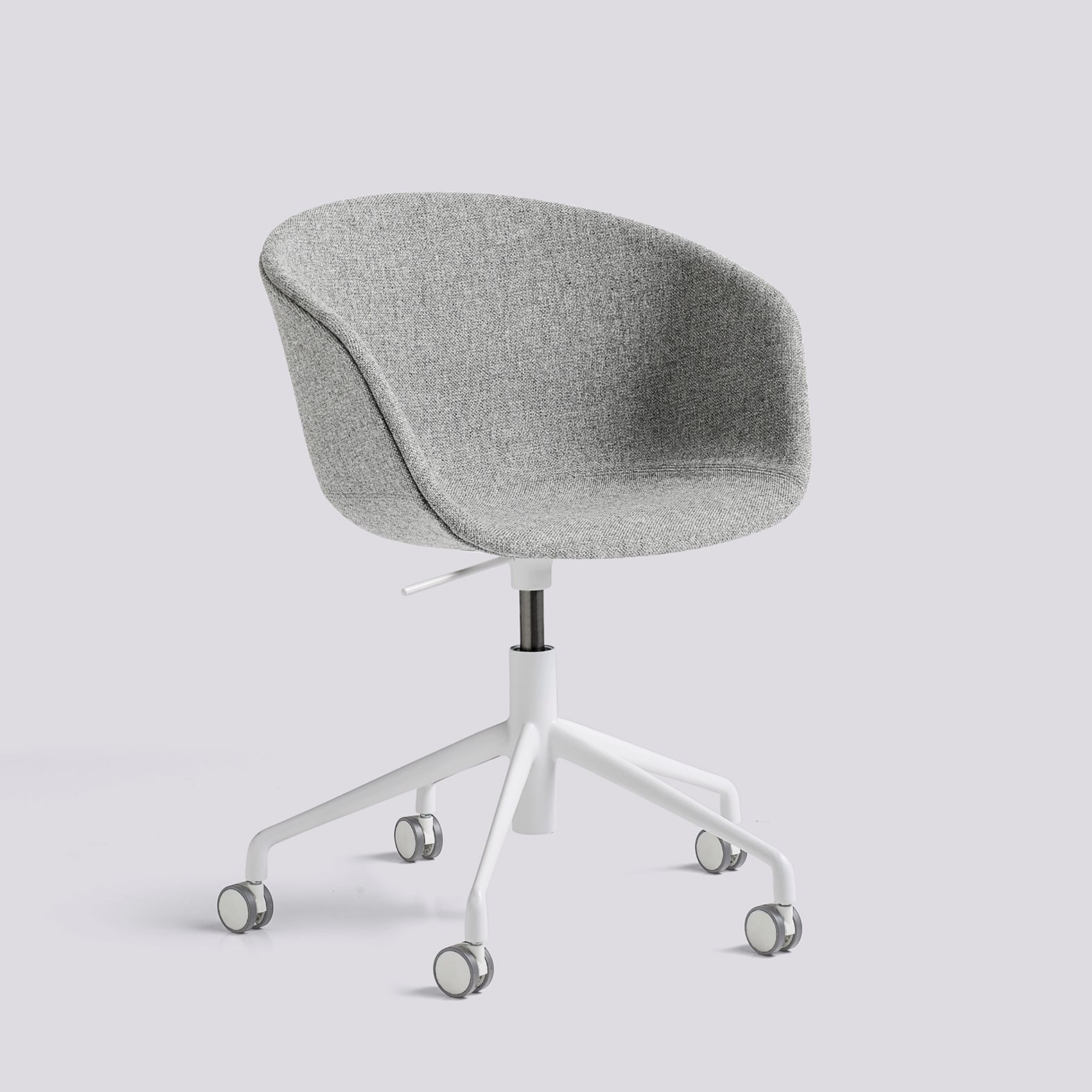 AAC53 White powder coated aluminium 5 star swivel Gas lift Wheel base-Full upholstery-Hallingdal-130