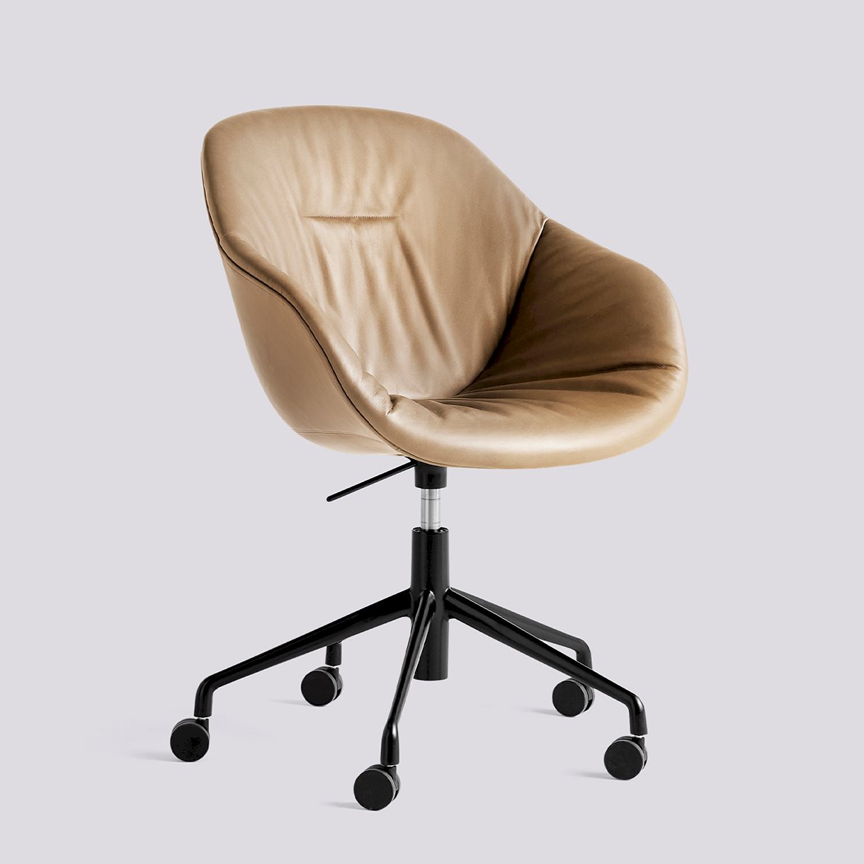 AAC153 Black powder coated aluminium 5 star swivel Gas lift Wheel base-Soft Full upholstery-Sense-Nougat