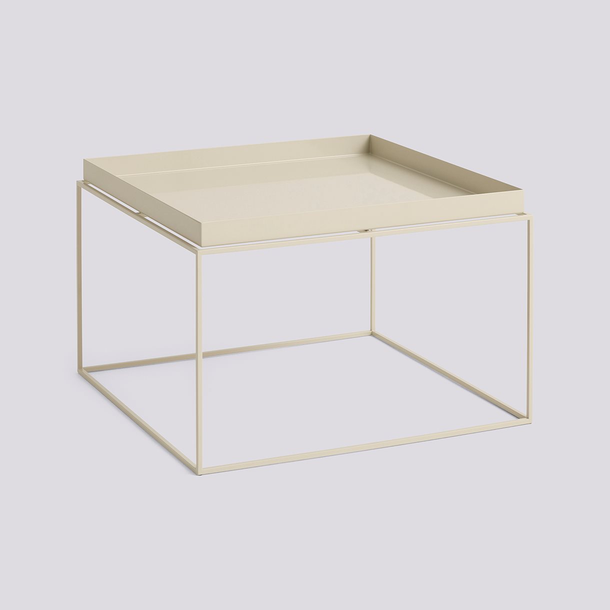 Tray Table Powder coated steel base-Coffee L60 x W60 x H39-Warm beige powder coated steel