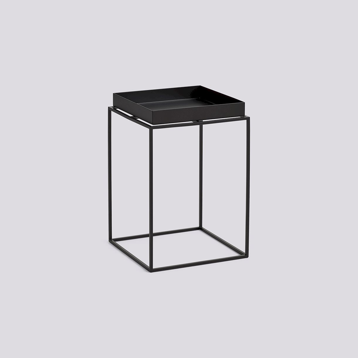 Tray Table Powder coated steel base-Small High L30 x W30 x H44-Black powder coated steel