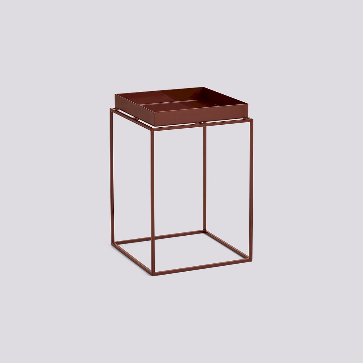 Tray Table Powder coated steel base-Small High L30 x W30 x H44-Chocolate powder coated steel