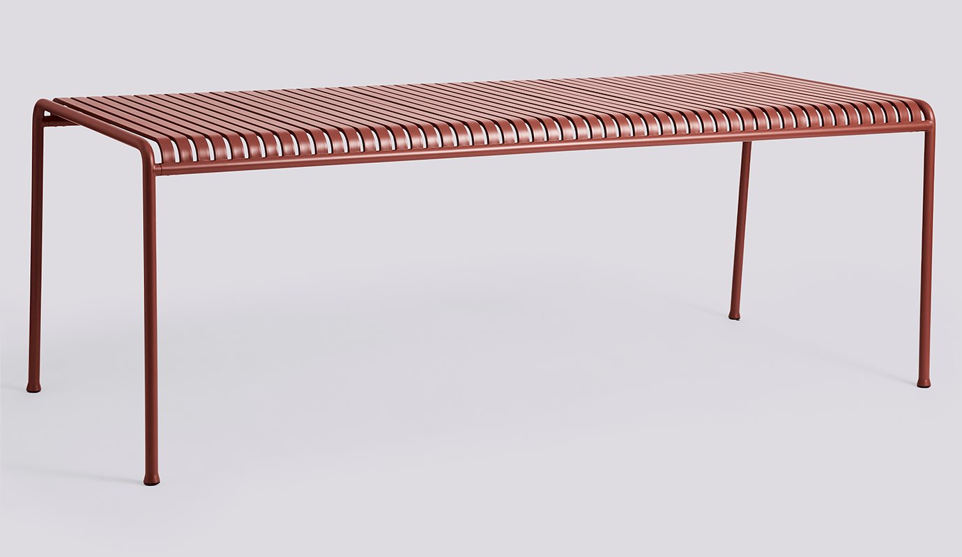 Palissade Table-L220 x W90 x H75 4 legs-Iron red powder coated steel