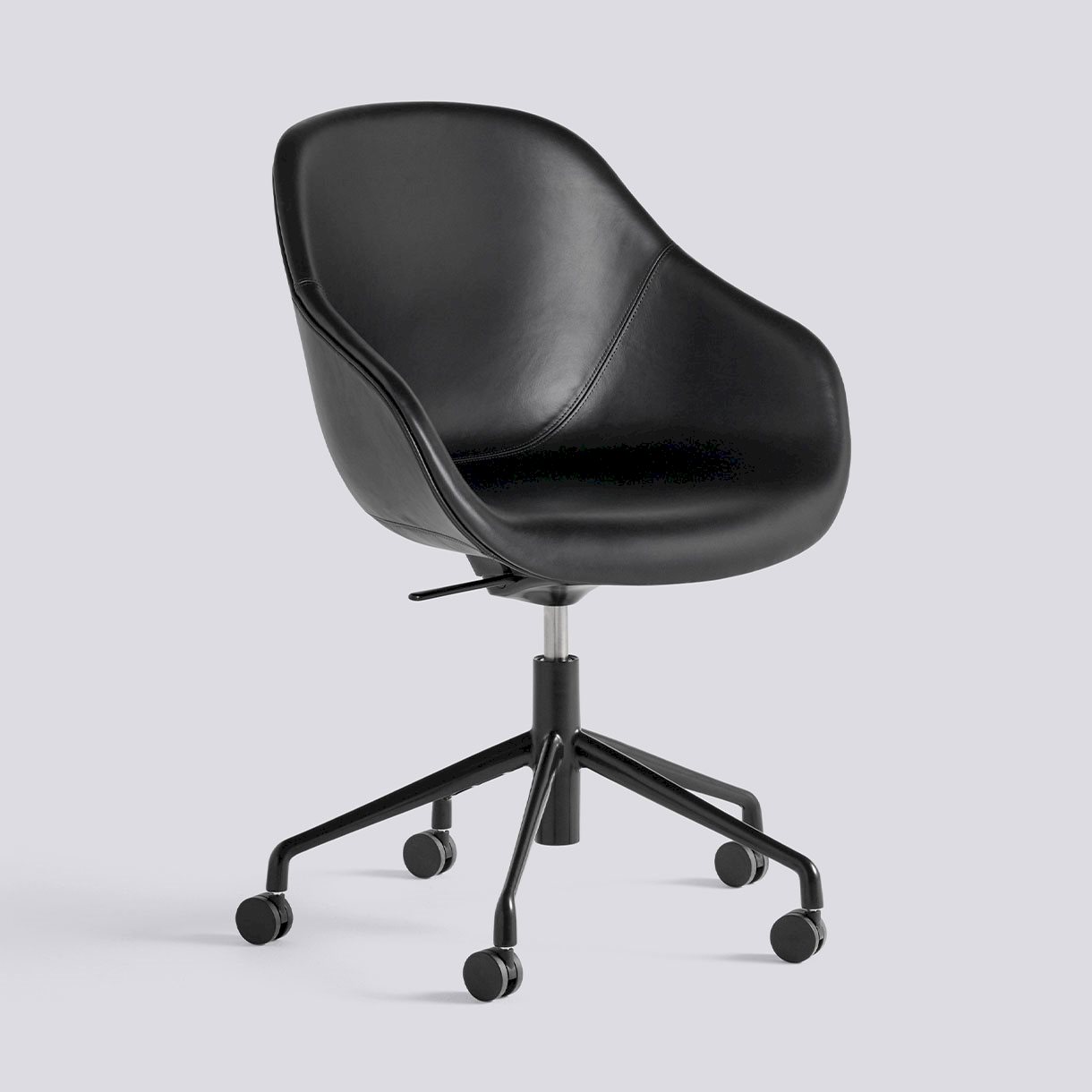 AAC155 Black powder coated aluminium 5 star swivel Tilt Gas lift Wheel base-Full upholstery-Sense-Black