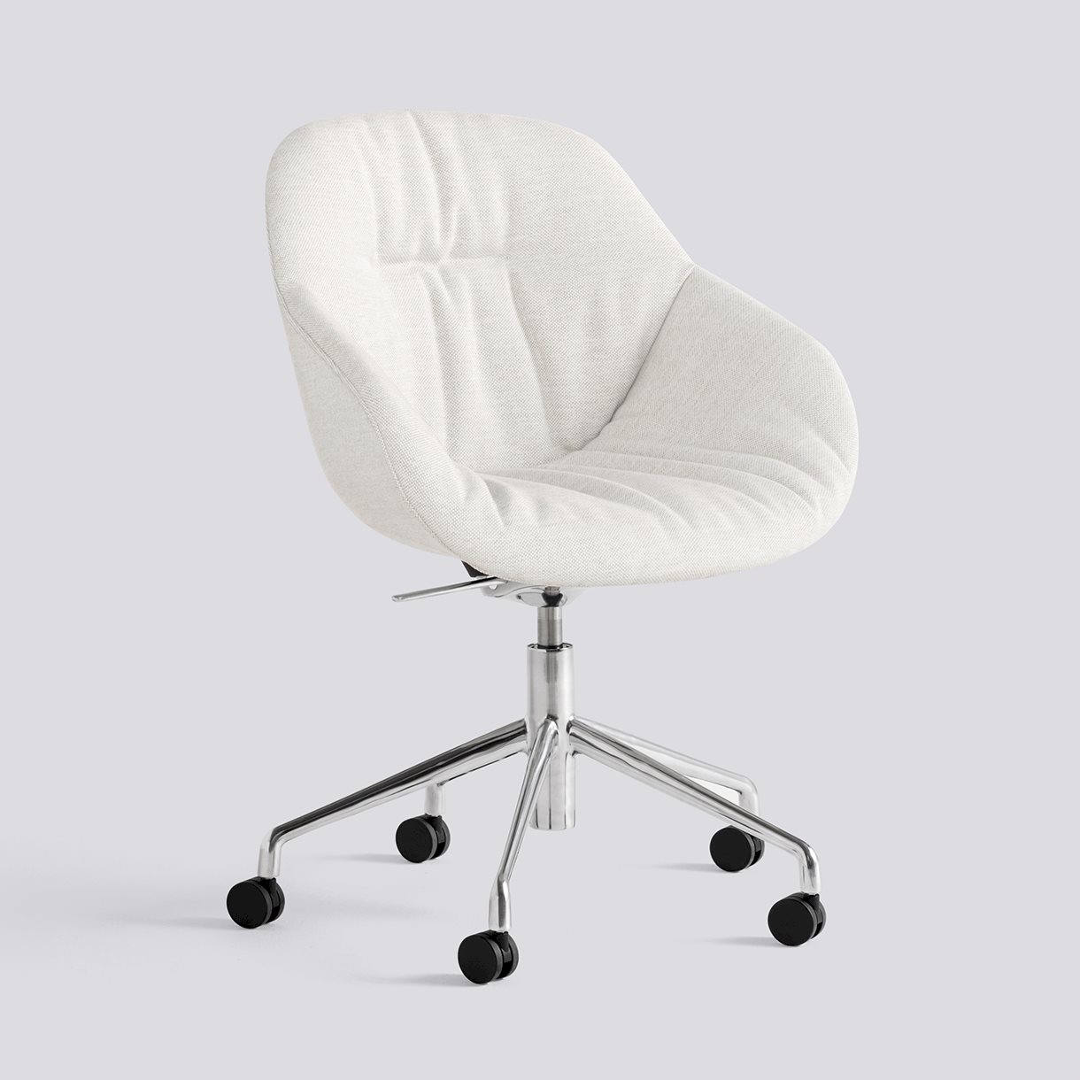 AAC155 Polished aluminium 5 star swivel Tilt Gas lift Wheel base-Soft Full upholstery-Mode-009