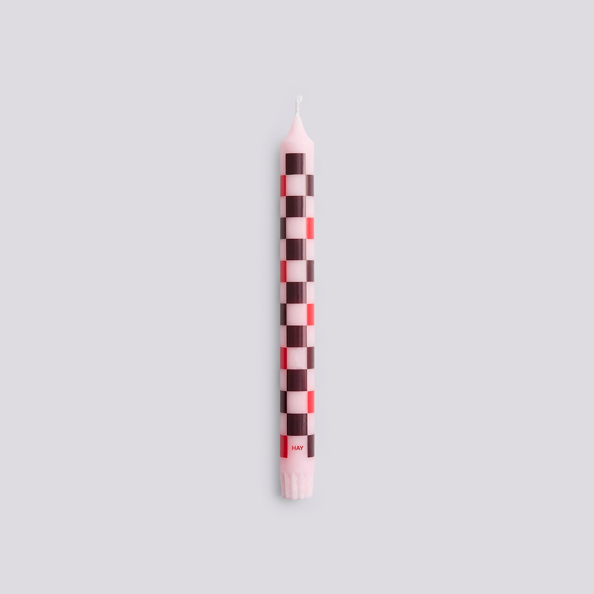Pattern Candle-Light pink, bordeaux, red and silver checks