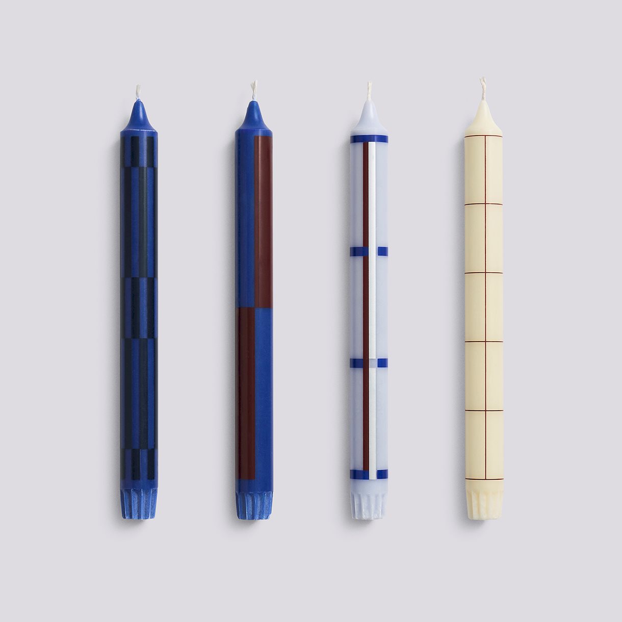 Pattern Candle-Blue and silver, Set of 4