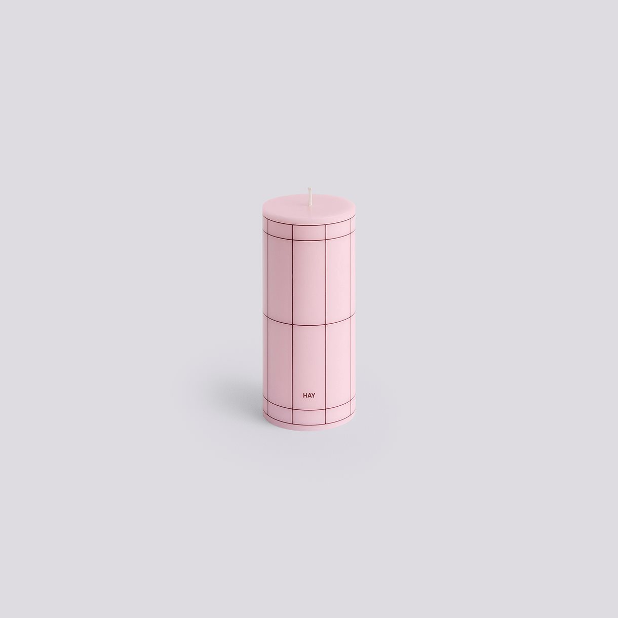 Column Candle-Small-Light pink with bordeaux grid