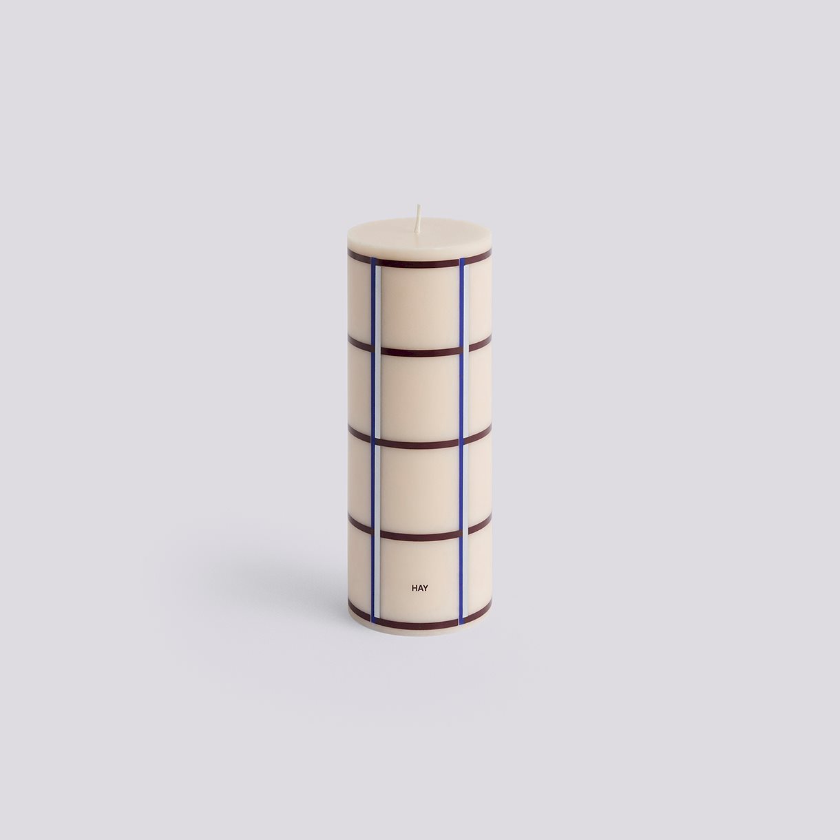 Column Candle-Medium-Off-white, bordeaux, blue and silver
