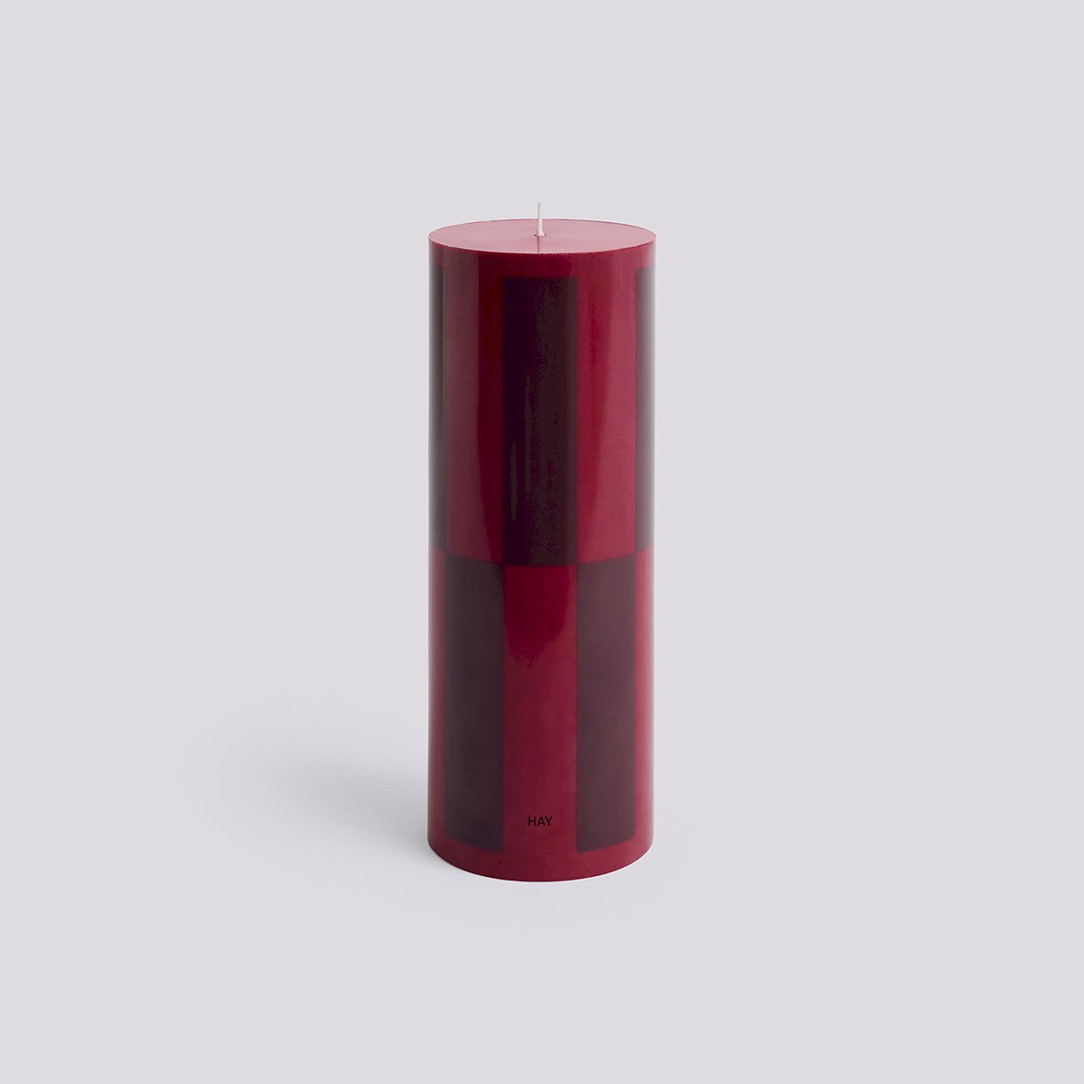 Column Candle-Large-Wine with bordeaux large check