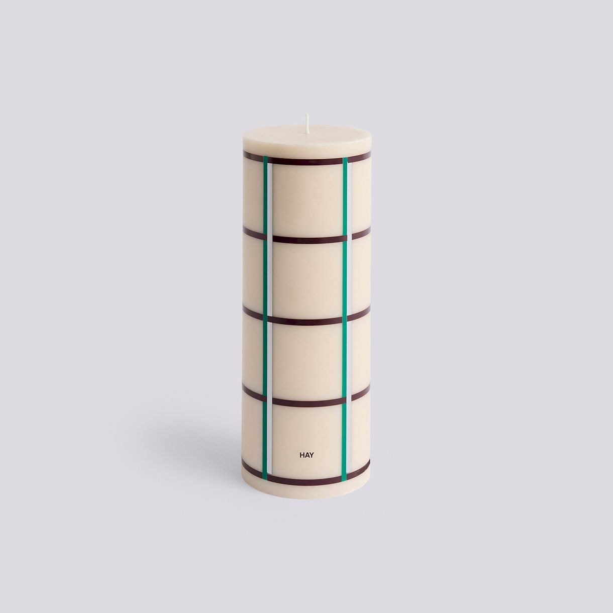 Column Candle-Large-Off-white, green bordeaux and silver