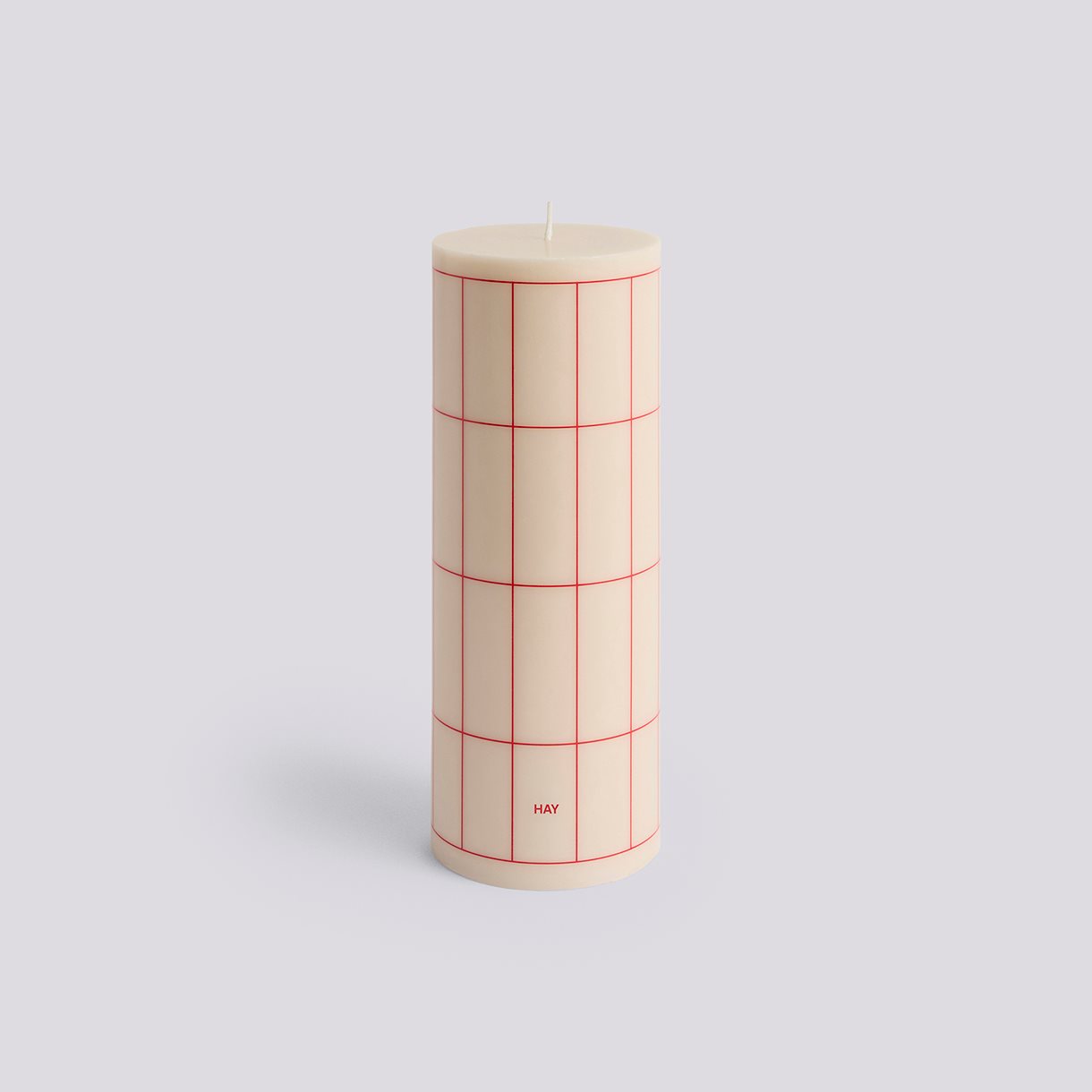 Column Candle-Large-Off-white with red grid check