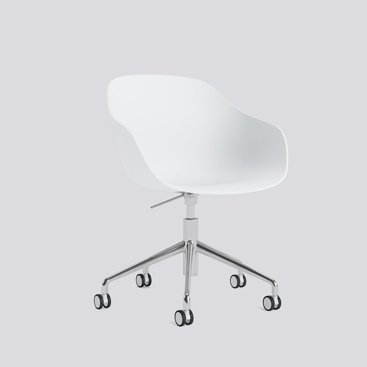 AAC252 Chair Polished alu 5 star swivel Gas lift Wheel base-White 2.0 shell-None-None