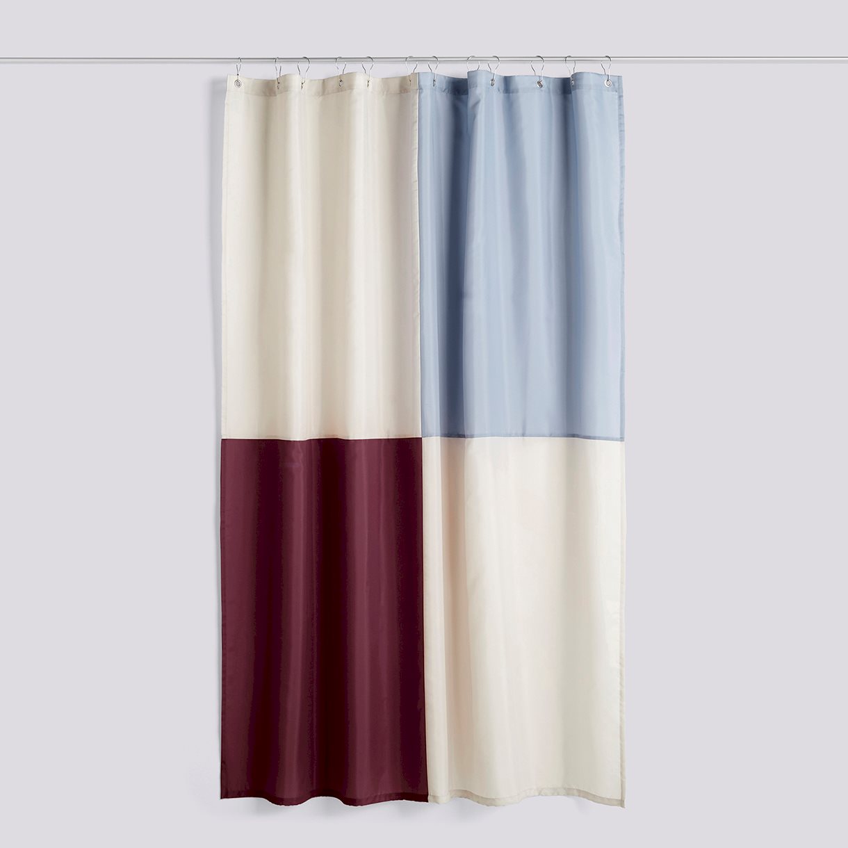 Check Shower Curtain-Burgundy