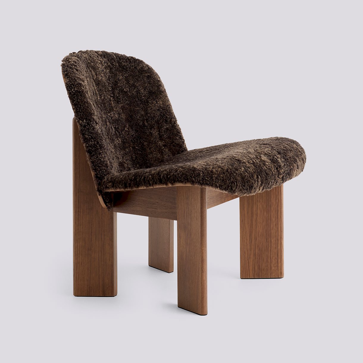 Chisel 85 Lounge Chair-Lacquered walnut Front upholstery-Sheepskin-Espresso