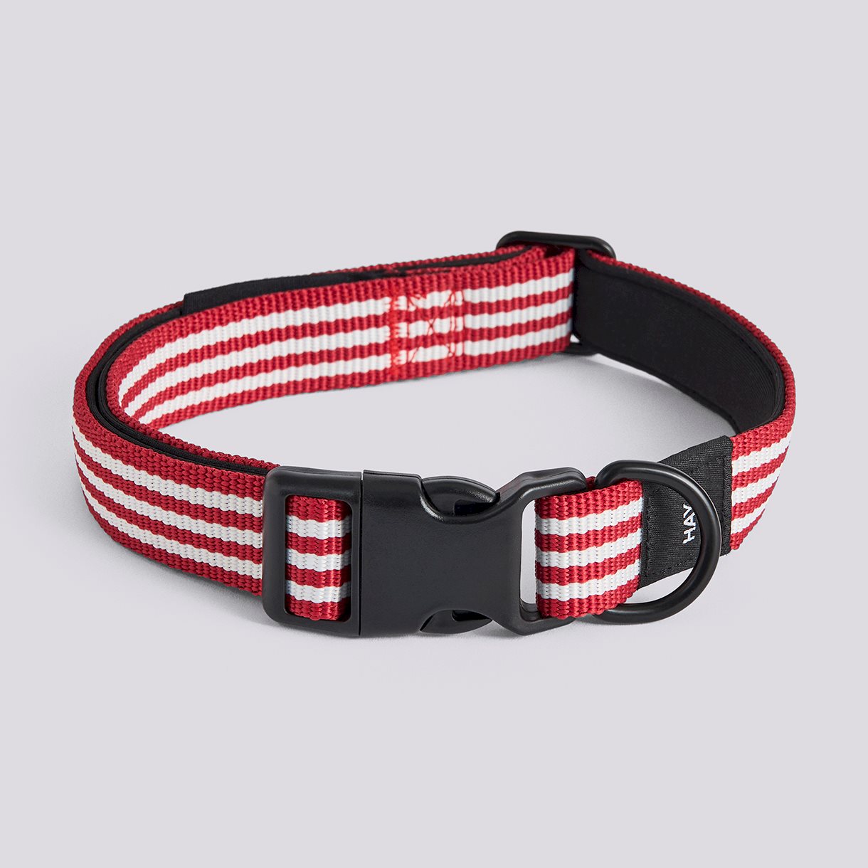 HAY Dogs Collar Flat-M/L-Red and white stripe