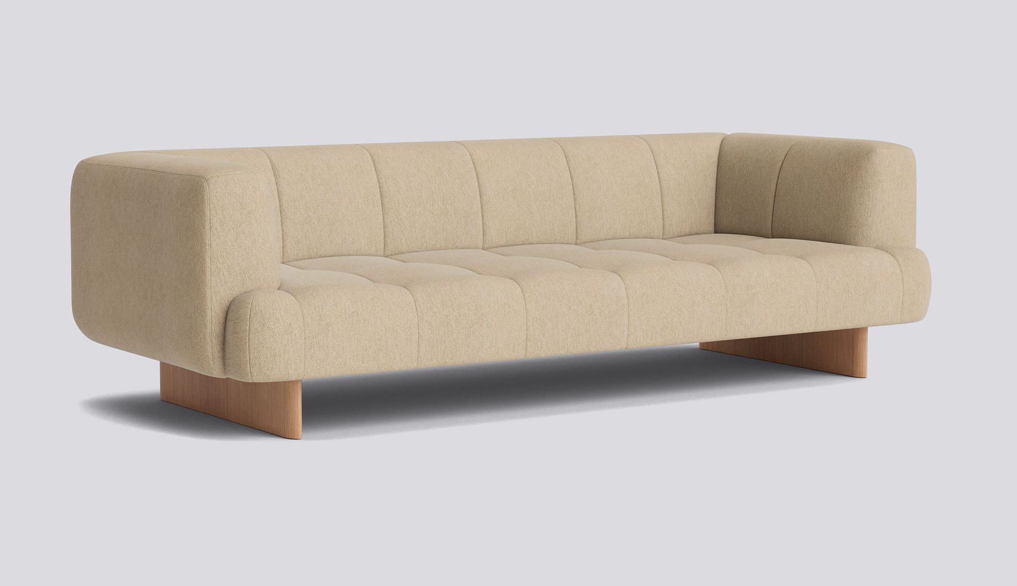Quilton Lift 3 seater Water-based lacquered oak base-Full upholstery-Turf-Sand