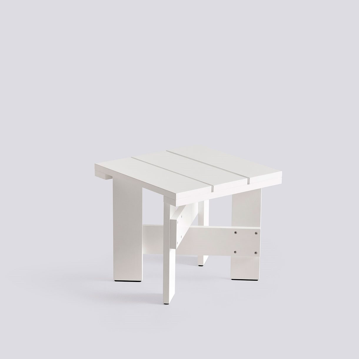 Crate Low Table-L45 x W45 x H40-White water-based lacquered pinewood