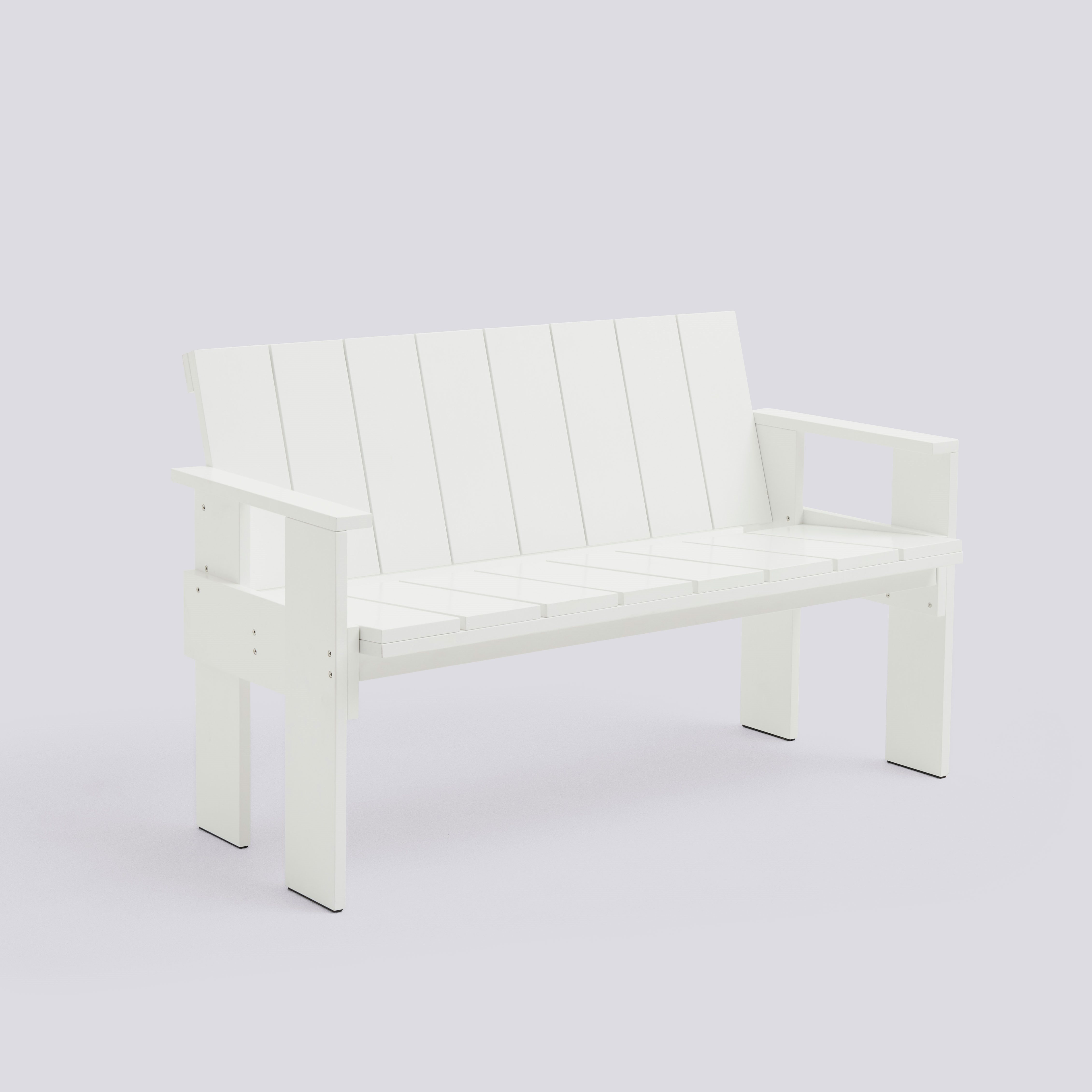 Crate Dining Bench-White water-based lacquered pinewood
