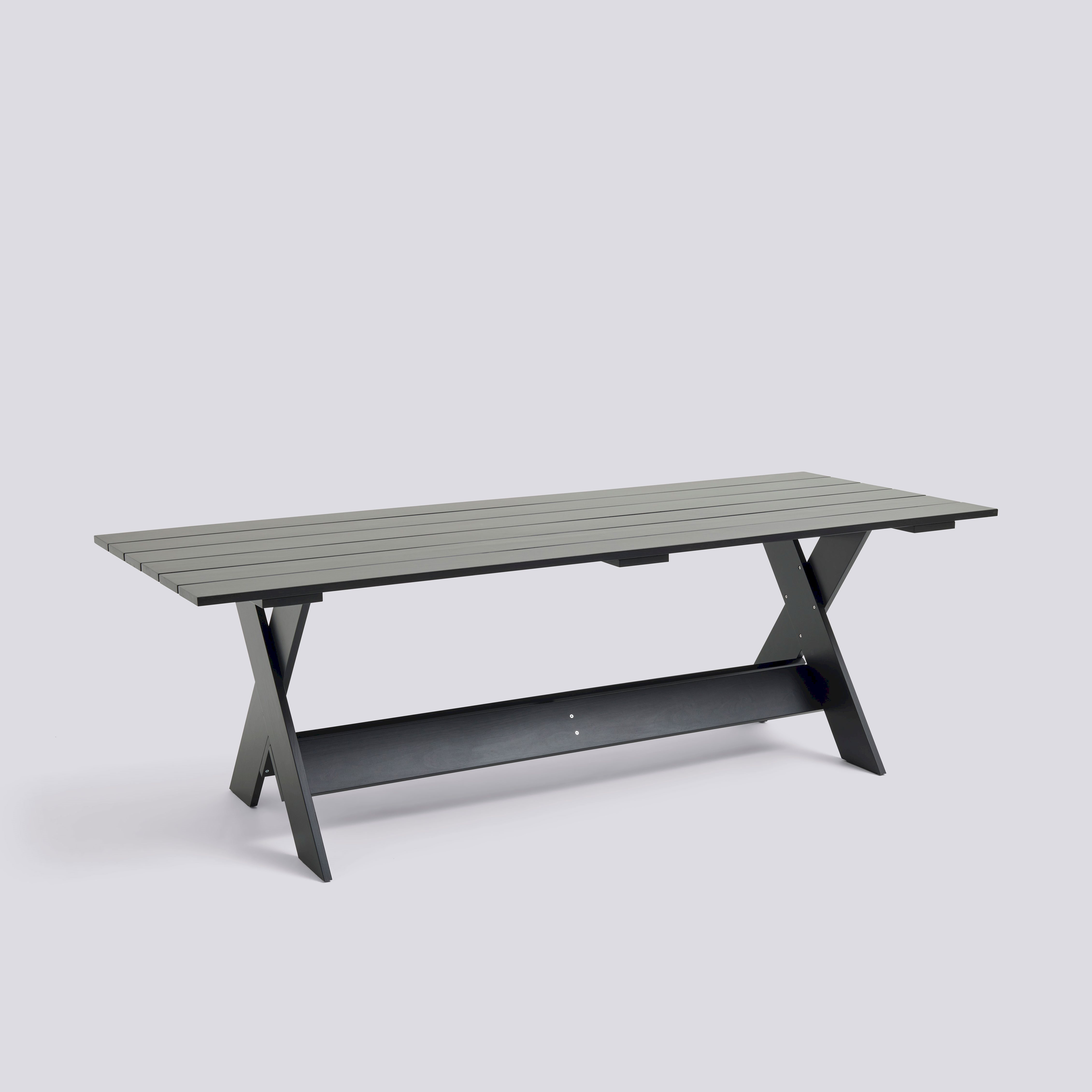 Crate Dining Table-L230 x W89,5 x H74,5-Black water-based lacquered pinewood