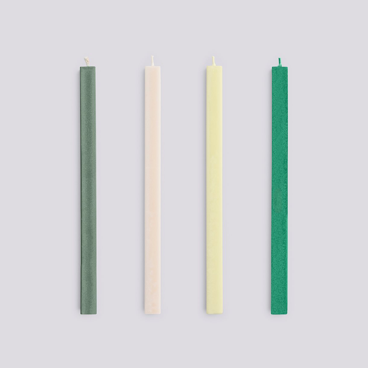 Square Candle-Greens and whites, Set of 4