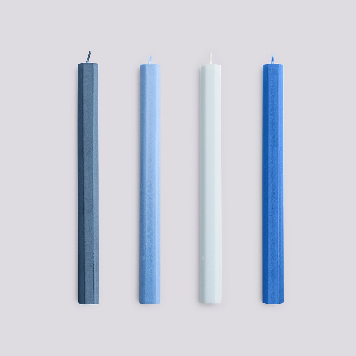Hexagon Candle-Blues, Set of 4