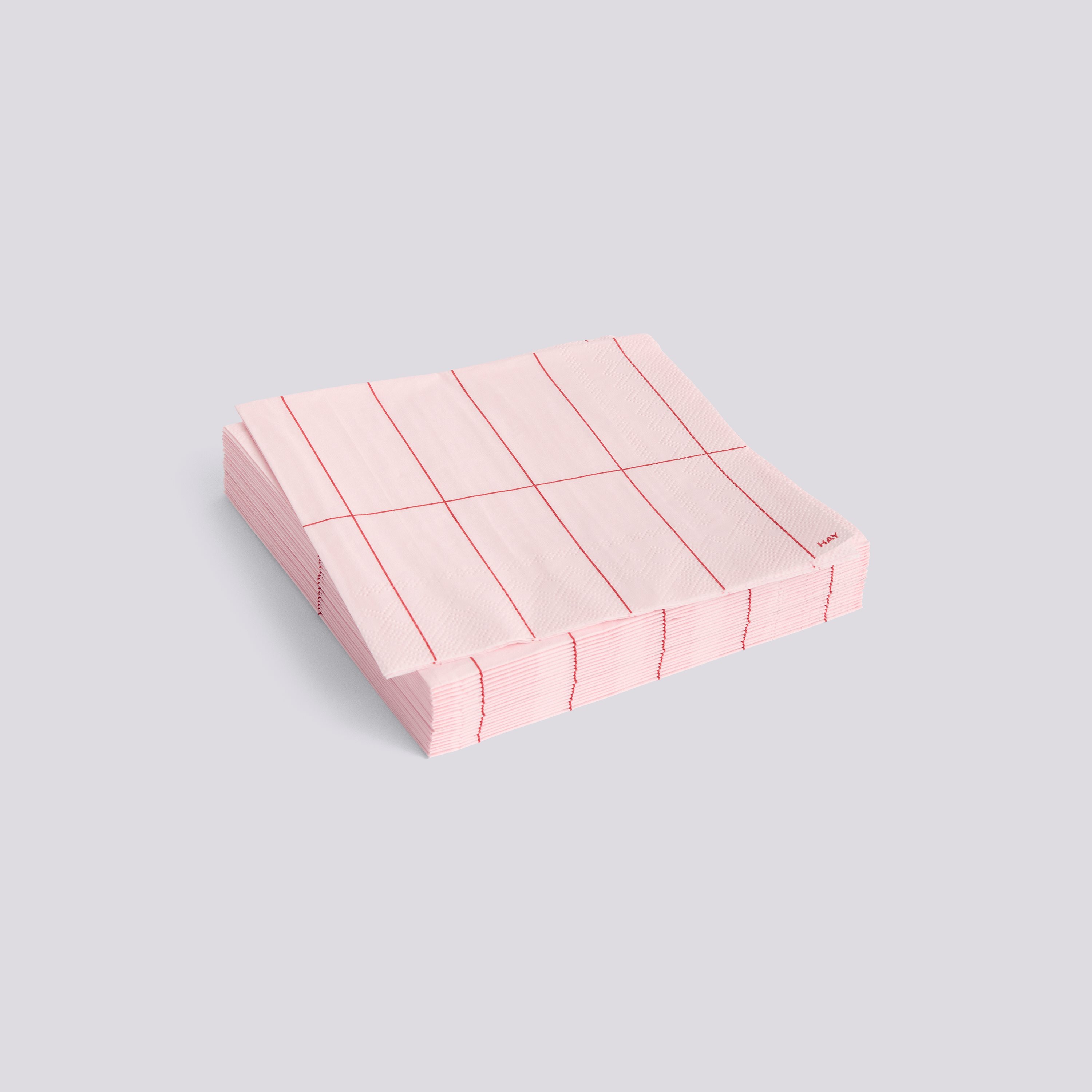 Pattern Napkins-Set of 20 Lunch-Light pink and red grid