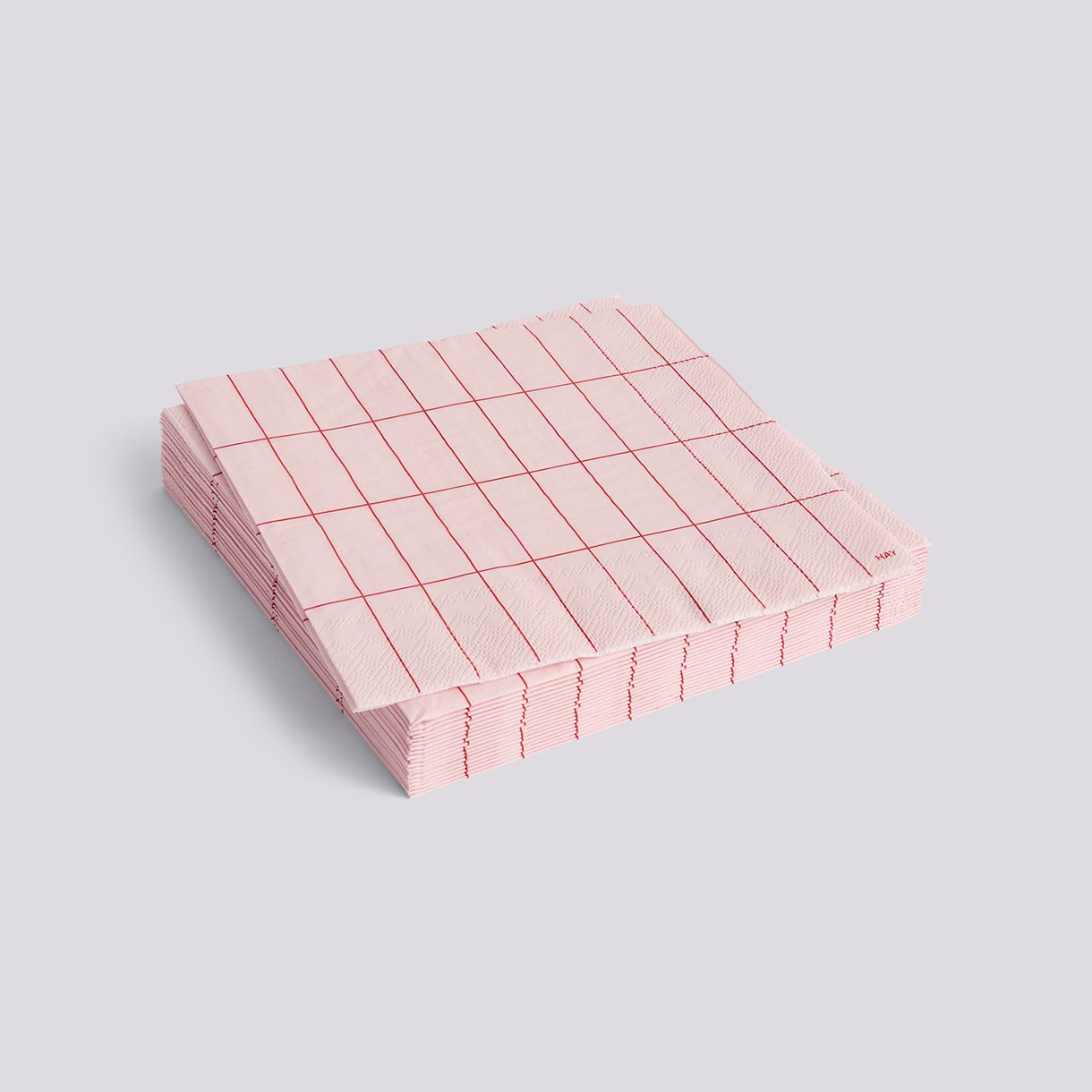 Pattern Napkins-Set of 20 Dinner-Light pink and red grid