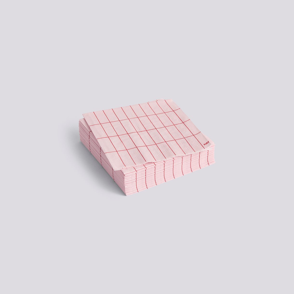 Pattern Napkins-Set of 20 Cocktail-Light pink and red grid