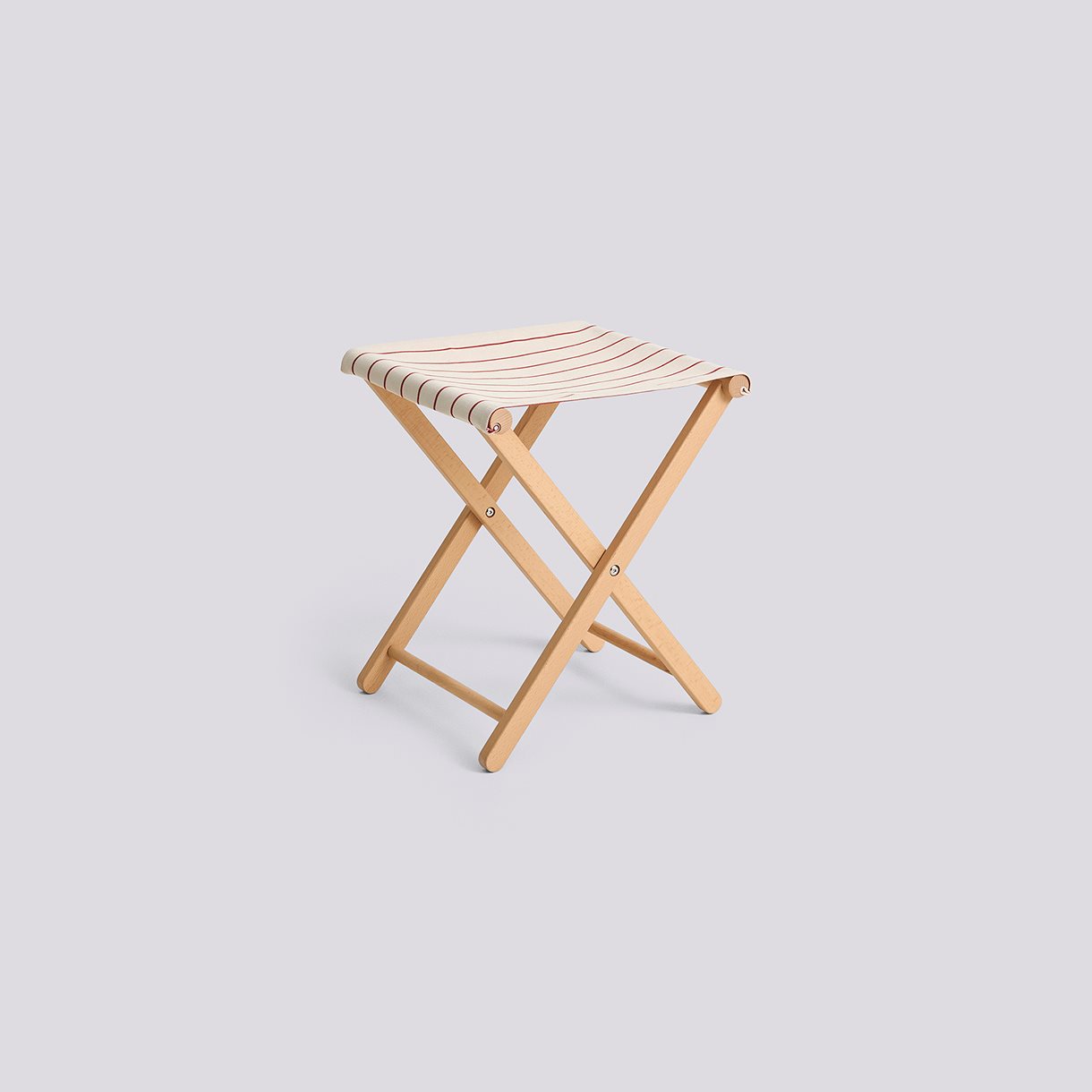 Outdoor Market Folding Stool-Beige with red stripe