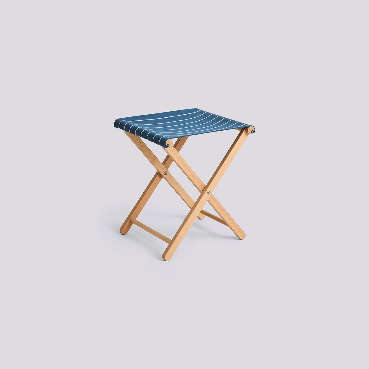 Outdoor Market Folding Stool-Blue with beige stripe