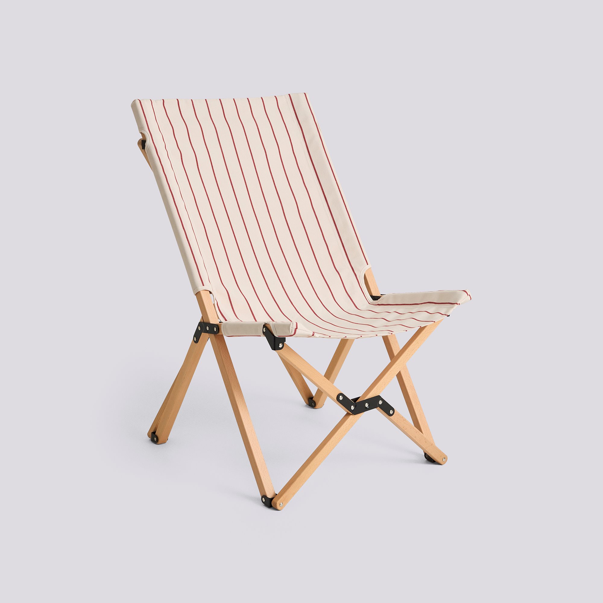 Outdoor Market Folding Chair-Beige with red stripe