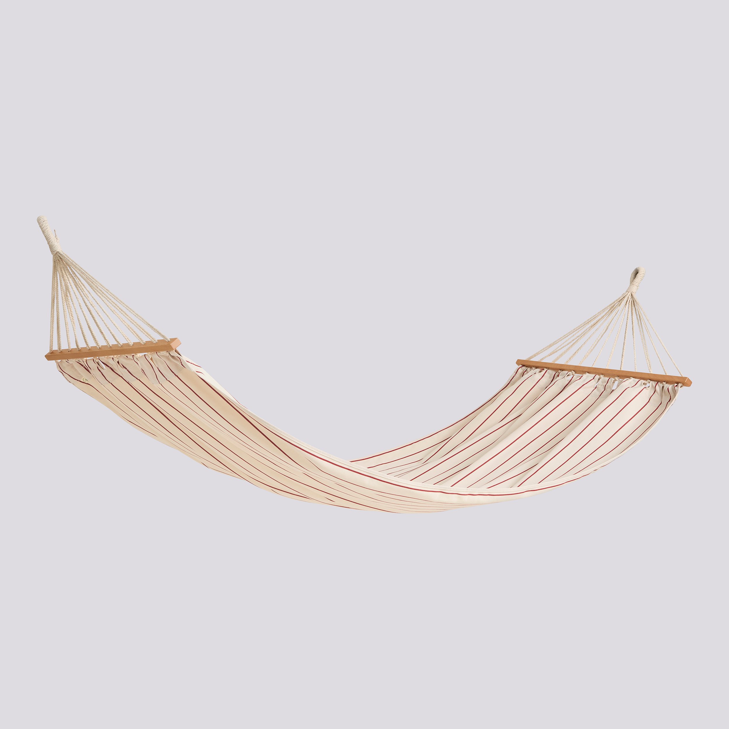 Outdoor Market Hammock-Beige with red stripe