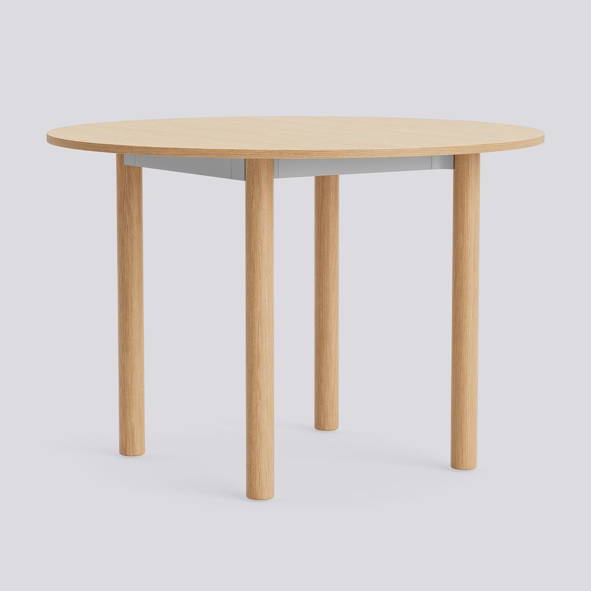 Annex Table Round Water-based lacquered oak legs Anodized aluminium apron Adjustable gliders-Ø110 x H75-Water-based lacquered oak tabletop Water-based lacquered plywood edge