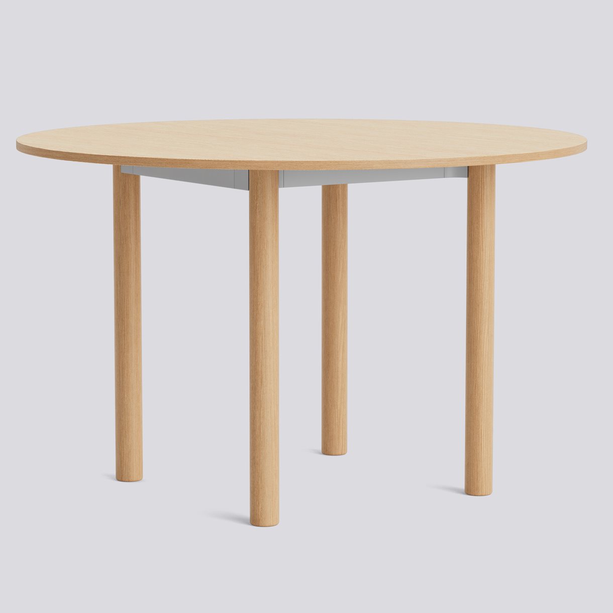 Annex Table Round Water-based lacquered oak legs Anodized aluminium apron Adjustable gliders-Ø120 x H75-Water-based lacquered oak tabletop Water-based lacquered plywood edge