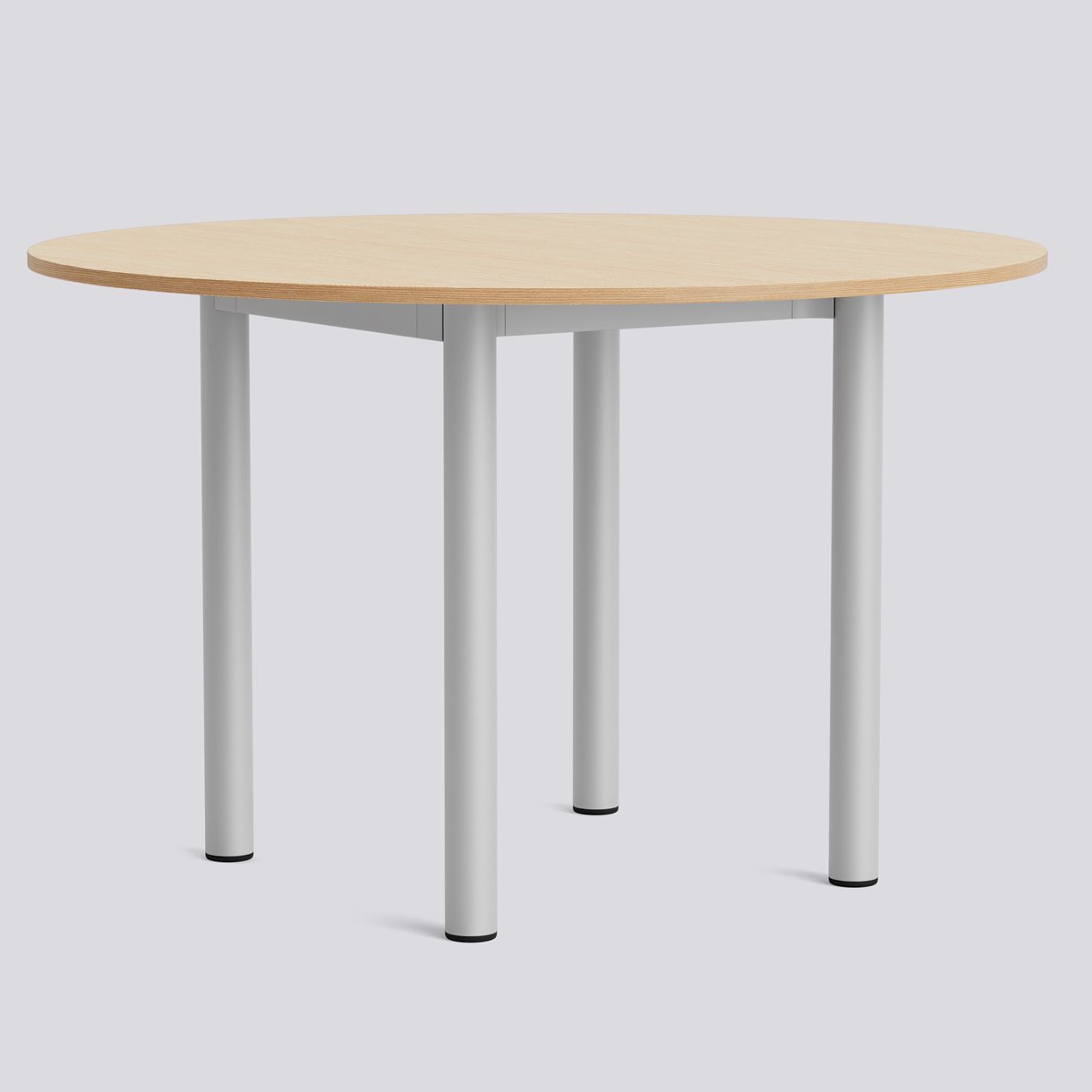 Annex Table Round Anodized aluminium legs Anodized aluminium apron Adjustable gliders-Ø120 x H75-Water-based lacquered oak tabletop Water-based lacquered plywood edge