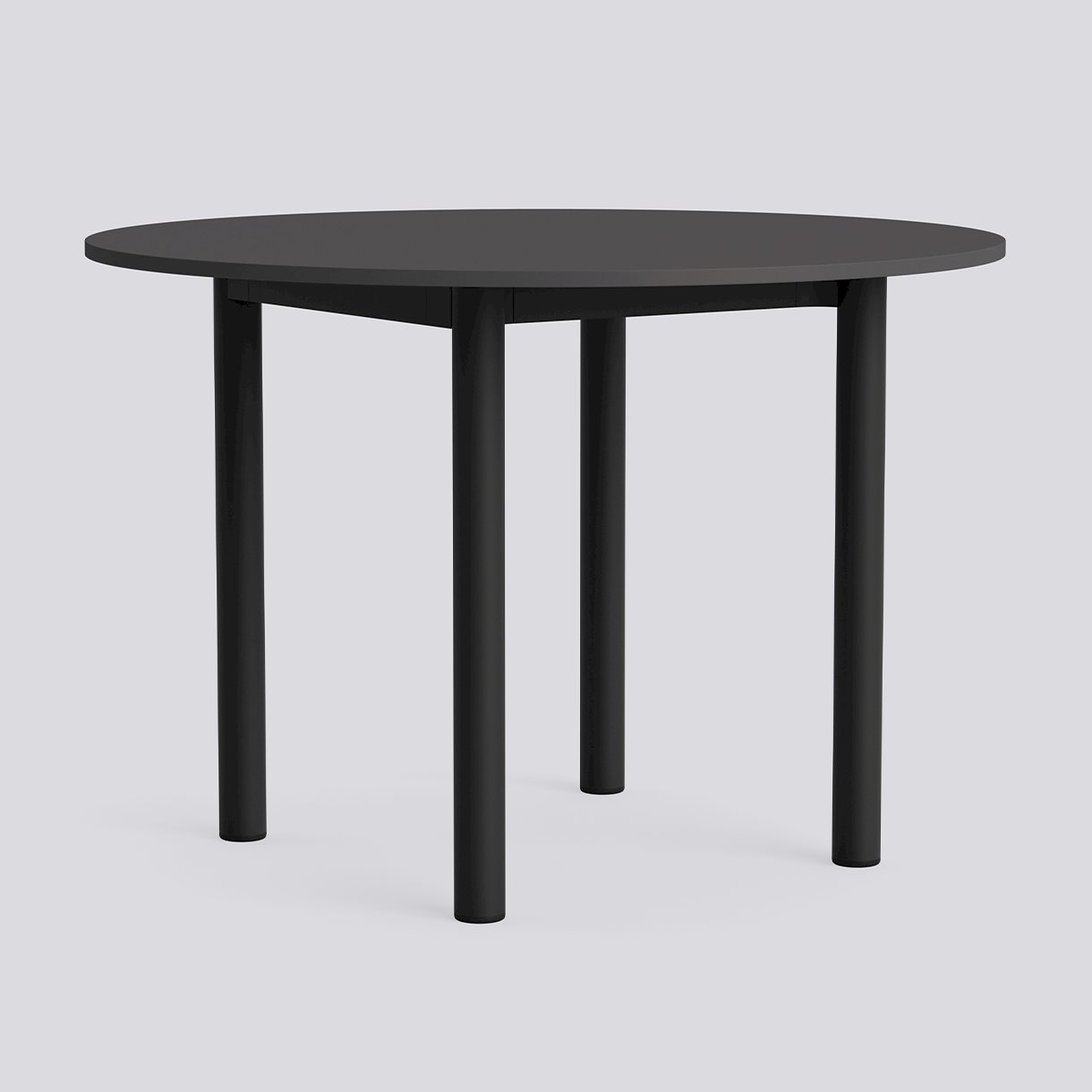 Annex Table Round Charcoal powder coated aluminium legs Charcoal powder coated aluminium apron Adjustable gliders-Ø110 x H75-Dark grey linoleum tabletop Dark grey ABS edge