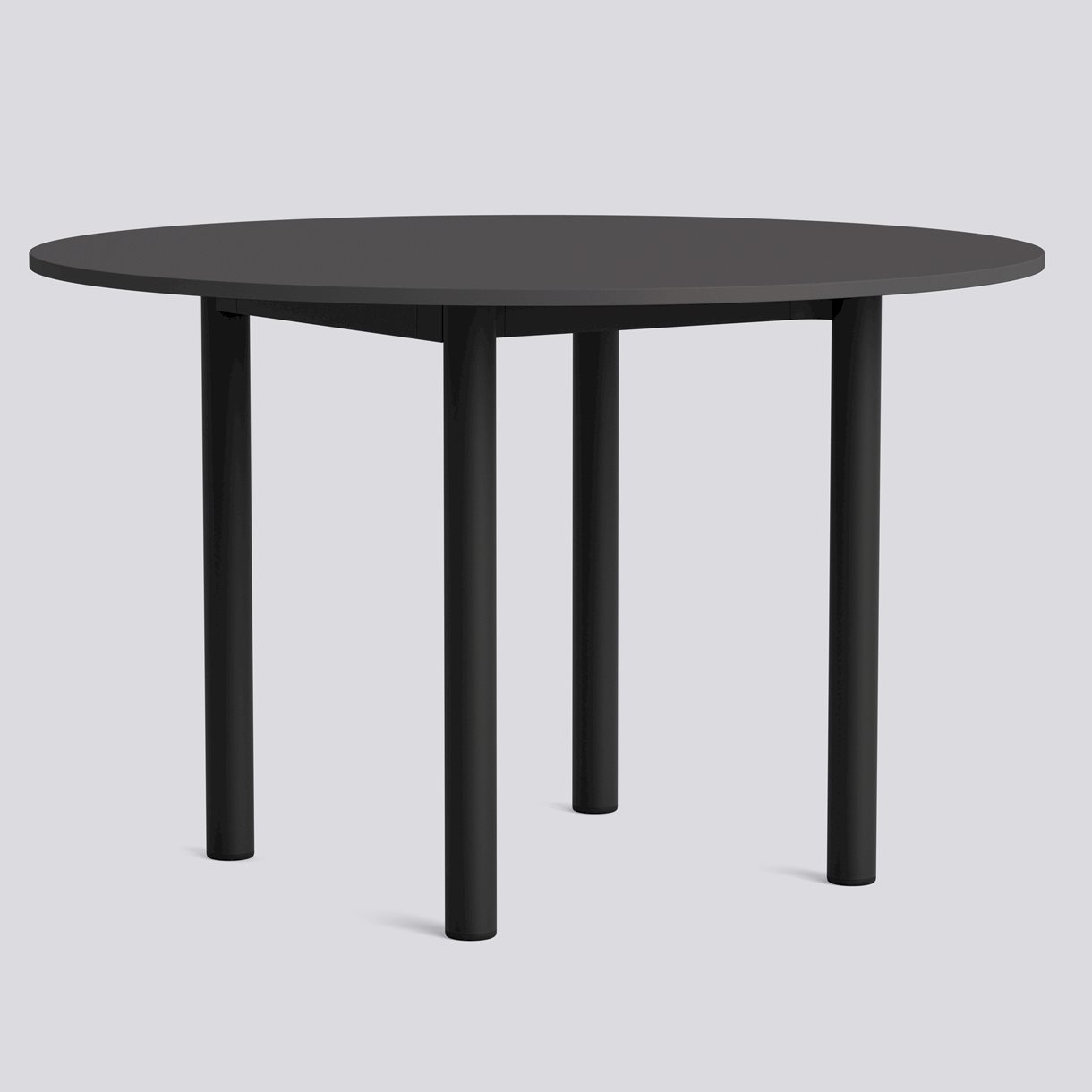 Annex Table Round Charcoal powder coated aluminium legs Charcoal powder coated aluminium apron Adjustable gliders-Ø120 x H75-Dark grey linoleum tabletop Dark grey ABS edge