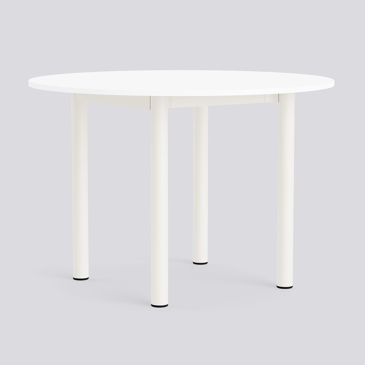 Annex Table Round Cream white powder coated aluminium legs Cream white powder coated aluminium apron Adjustable gliders-Ø110 x H75-White laminate tabletop White ABS edge