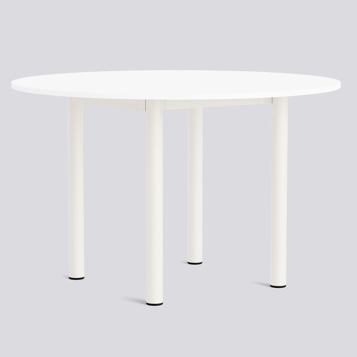Annex Table Round Cream white powder coated aluminium legs Cream white powder coated aluminium apron Adjustable gliders-Ø120 x H75-White laminate tabletop White ABS edge