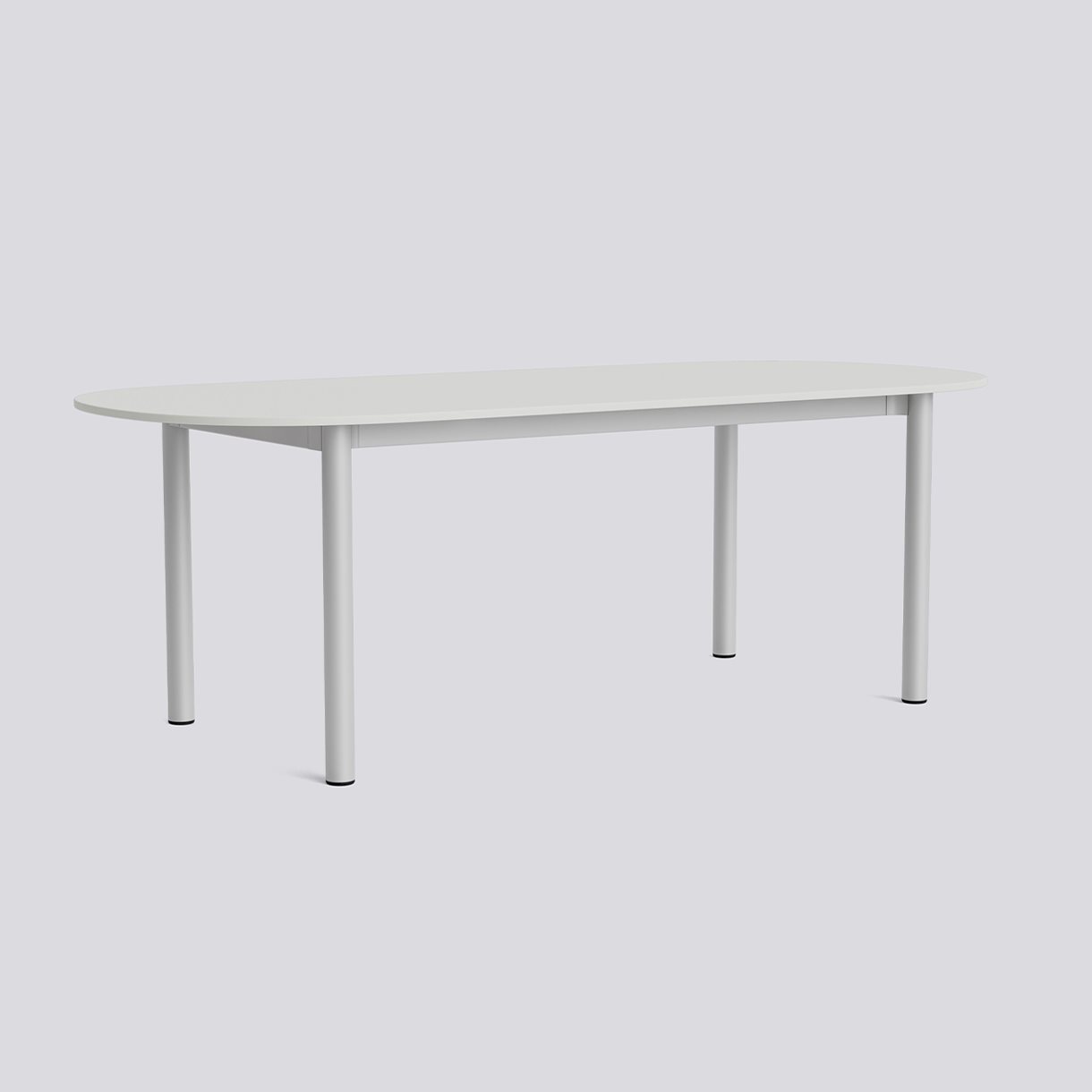 Annex Table Oblong Anodized aluminium legs Anodized aluminium apron Adjustable gliders-L220 x W95 x H75-Cloud grey linoleum tabletop Cloud grey ABS edge