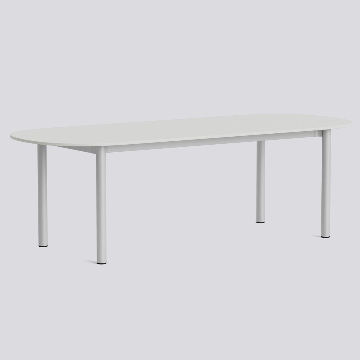 Annex Table Oblong Anodized aluminium legs Anodized aluminium apron Adjustable gliders-L240 x W95 x H75-Cloud grey linoleum tabletop Cloud grey ABS edge