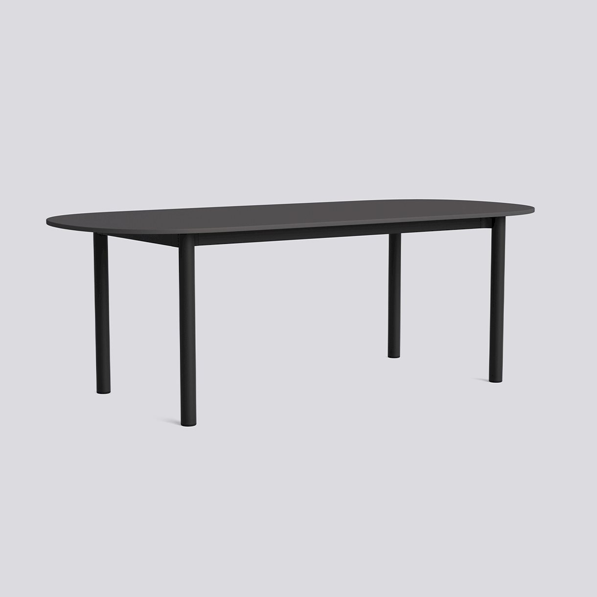 Annex Table Oblong Charcoal powder coated aluminium legs Charcoal powder coated aluminium apron Adjustable gliders-L220 x W95 x H75-Dark grey linoleum tabletop Dark grey ABS edge