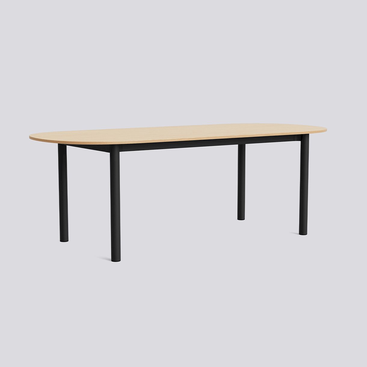 Annex Table Oblong Charcoal powder coated aluminium legs Charcoal powder coated aluminium apron Adjustable gliders-L220 x W95 x H75-Water-based lacquered oak tabletop Water-based lacquered plywood edge