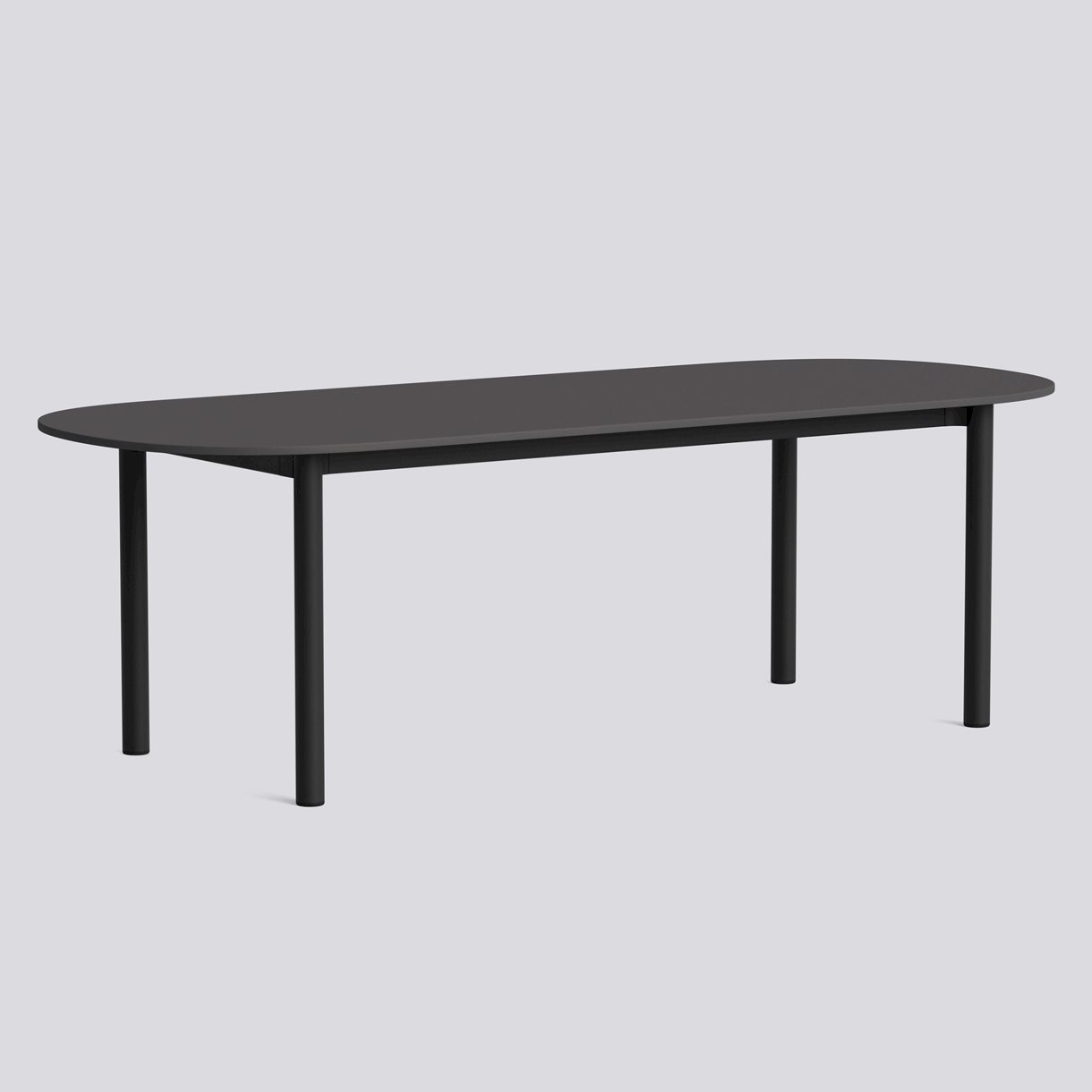 Annex Table Oblong Charcoal powder coated aluminium legs Charcoal powder coated aluminium apron Adjustable gliders-L240 x W95 x H75-Dark grey linoleum tabletop Dark grey ABS edge