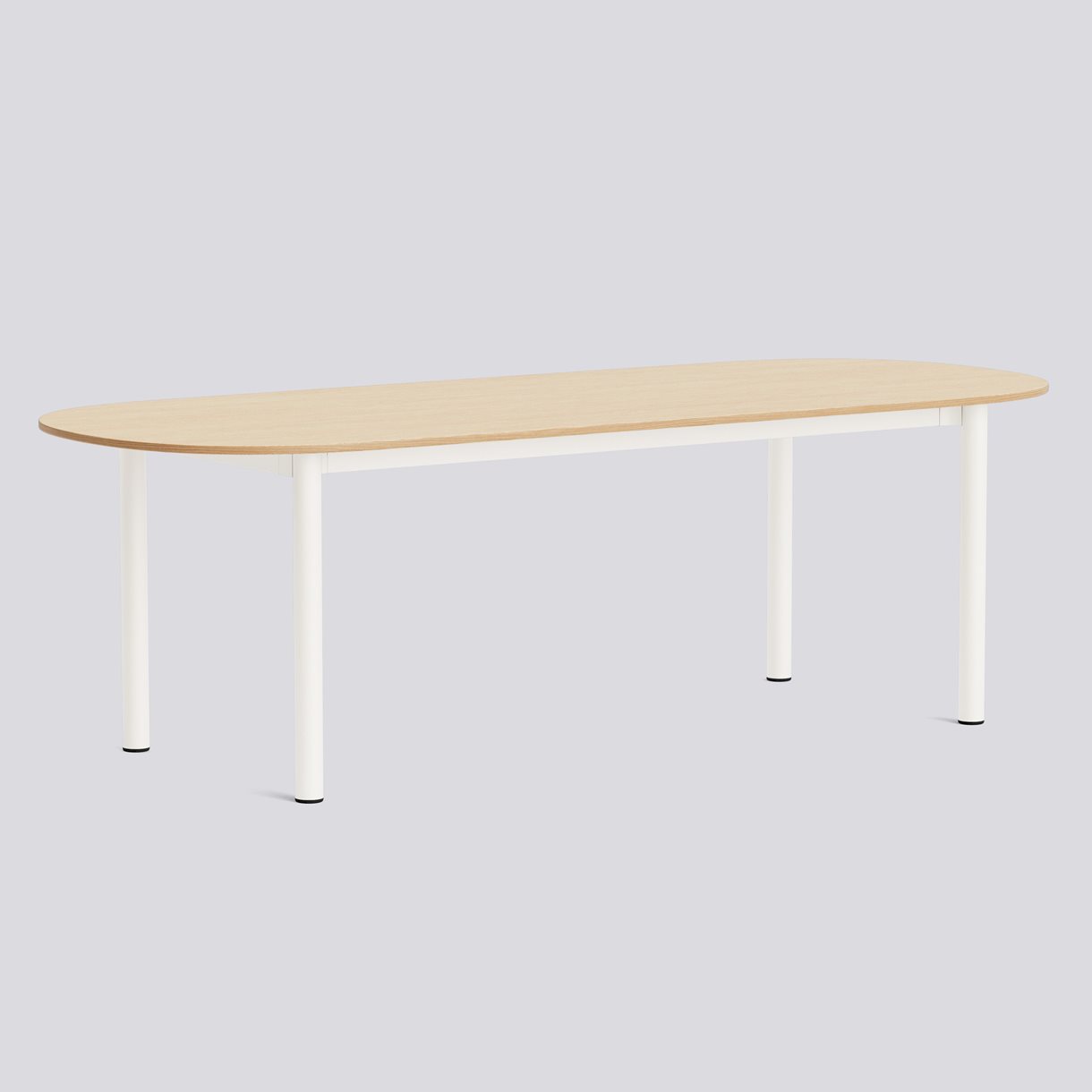 Annex Table Oblong Cream white powder coated aluminium legs Cream white powder coated aluminium apron Adjustable gliders-L240 x W95 x H75-Water-based lacquered oak tabletop Water-based lacquered plywood edge